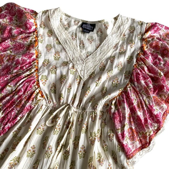 Angie Women's Border Print Dress Size S Boho Western Fairycore Floral - Picture 8 of 12